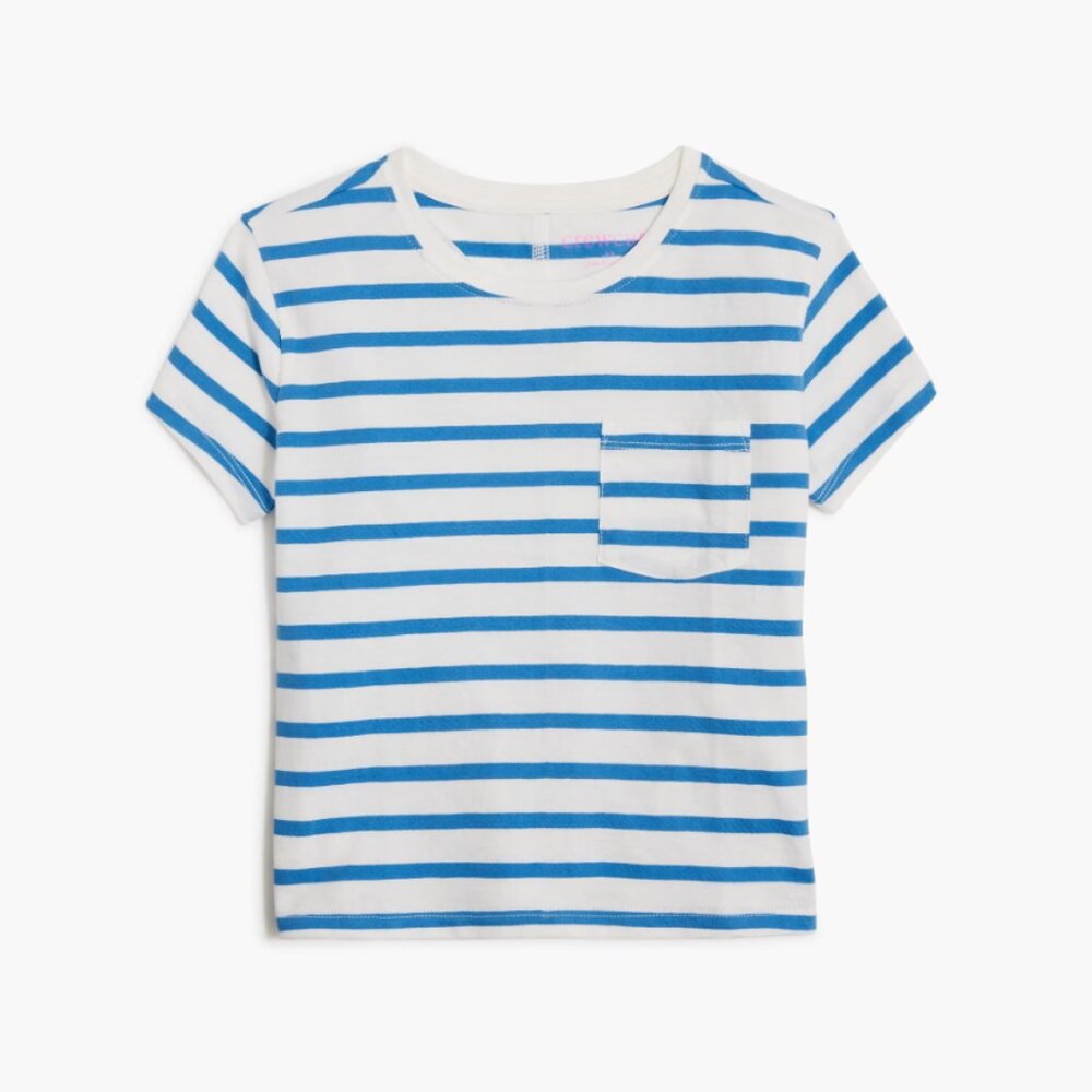 NWT J. Crew Crewcuts Girl's Striped Weekend Tee Ivory Seacoast Blue S